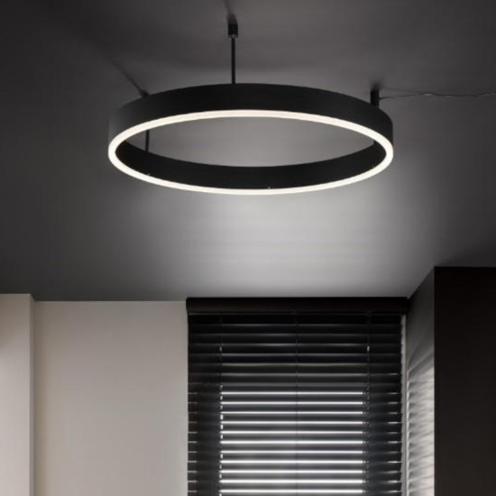 Plafoniera per cucina circolare nera led 46w 3000k dimmerabile