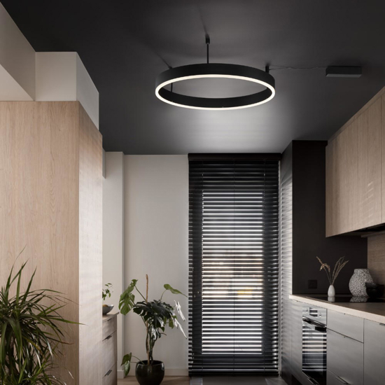 Plafoniera per cucina circolare nera led 46w 3000k dimmerabile