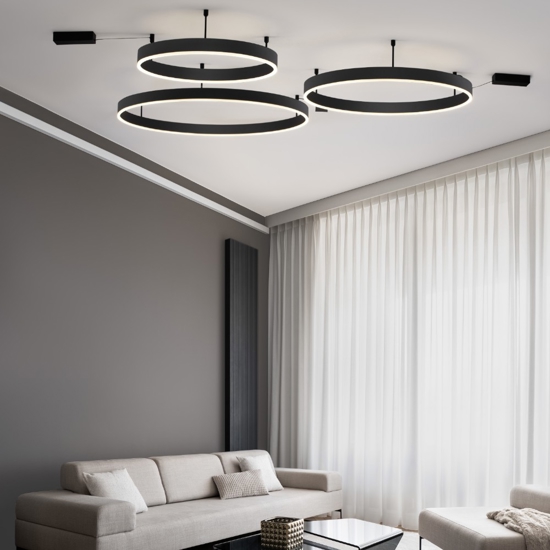 Plafoniera per cucina circolare nera led 46w 3000k dimmerabile