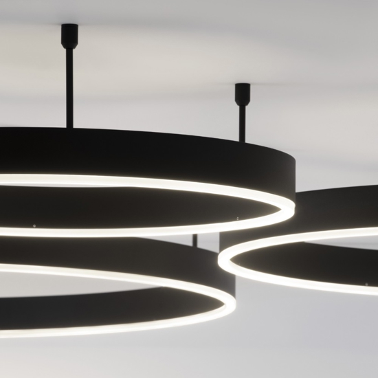 Plafoniera per cucina circolare nera led 46w 3000k dimmerabile