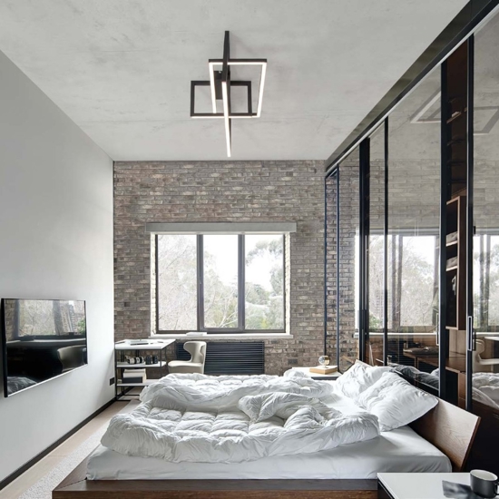 Plafoniera led design moderna per camera da letto nera