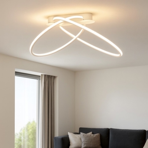 Plafoniera led 42w kiki moderna 3000k dimmerabile cerchi bianca