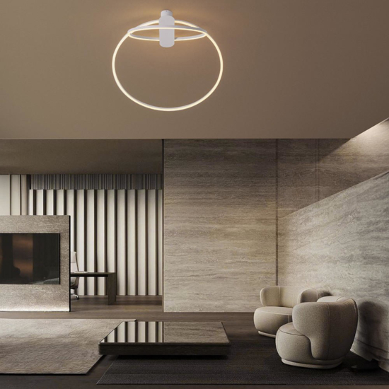Plafoniera led 42w kiki moderna 3000k dimmerabile cerchi bianca