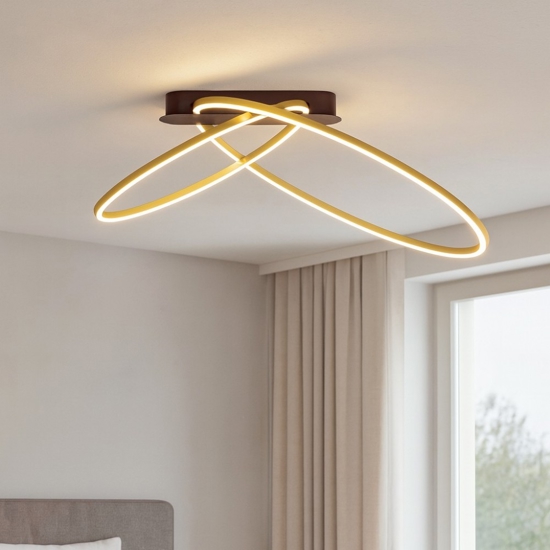 Plafoniera led 3000k design cerchi nero oro