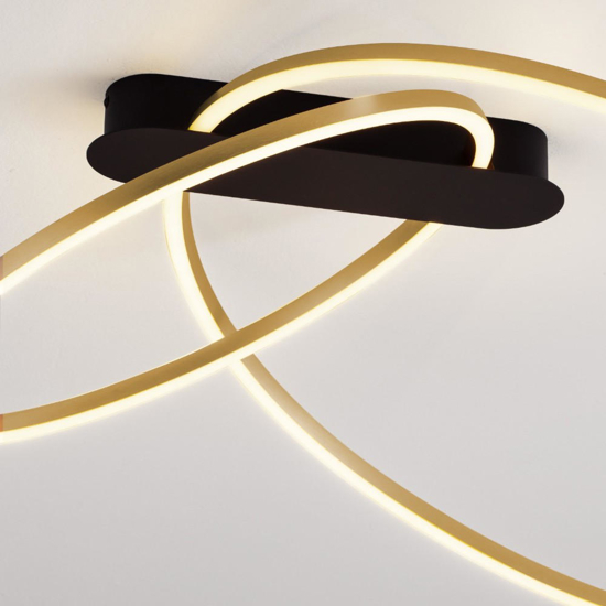 Plafoniera led 3000k design cerchi nero oro