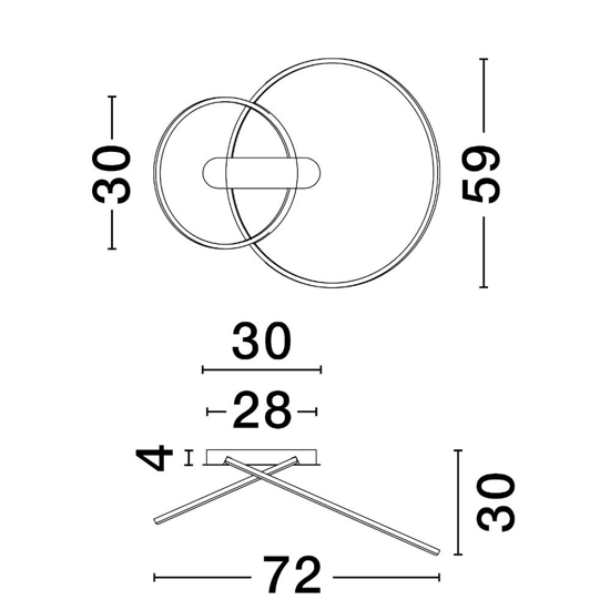 Plafoniera led 3000k design cerchi nero oro