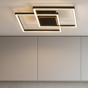 Plafoniera quadrati led 25w 3000k nera design moderna