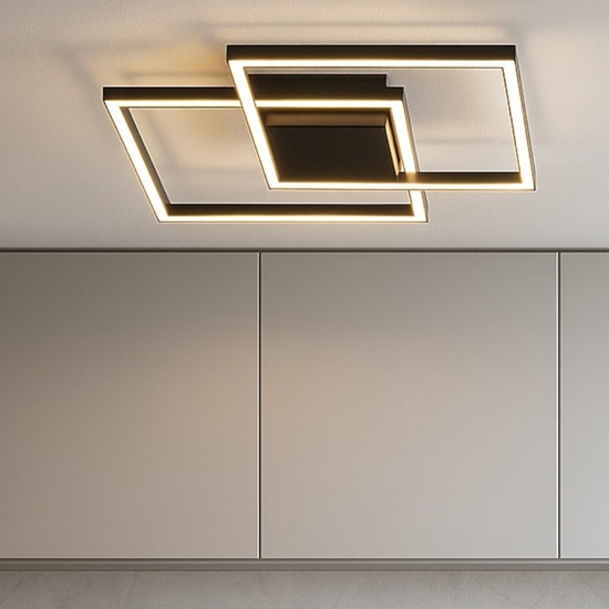 Plafoniera quadrati led 25w 3000k nera design moderna
