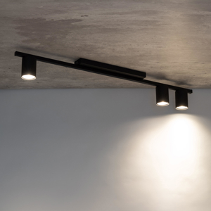 Plafoniera da soffitto nera con 3 faretti