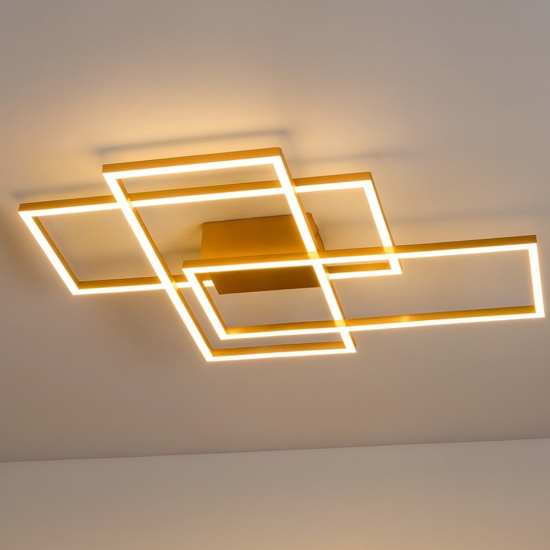 Plafoniera led 55w 3000k oro design geometrico dimmerabile