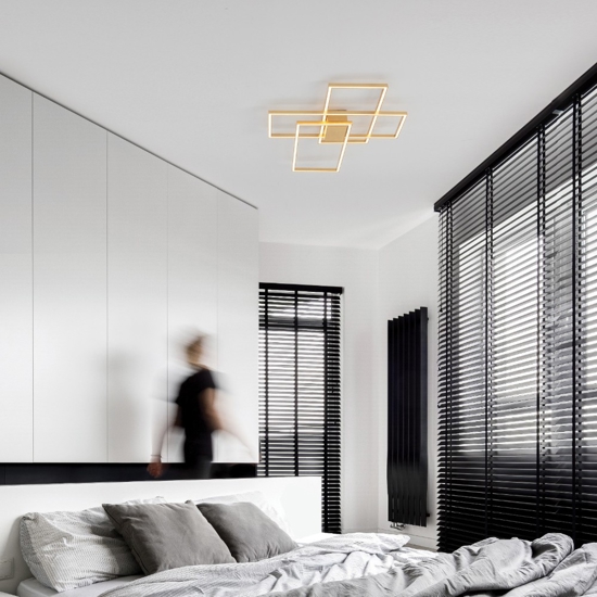 Plafoniera led 55w 3000k oro design geometrico dimmerabile