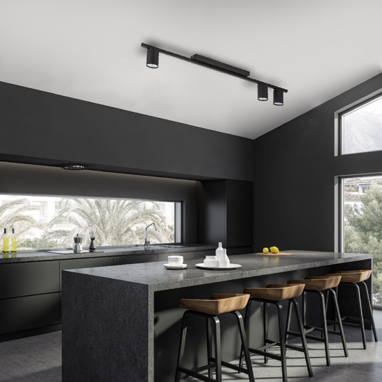 Plafoniera da soffitto nera con 3 faretti