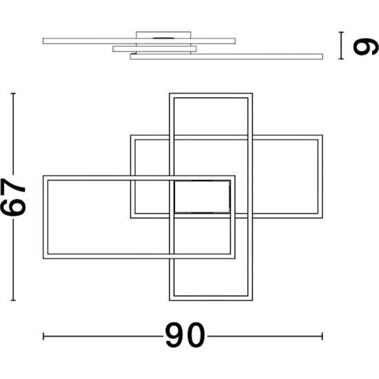 Plafoniera led 55w 3000k oro design geometrico dimmerabile
