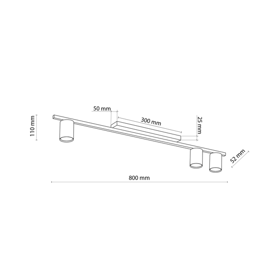 Plafoniera da soffitto nera con 3 faretti
