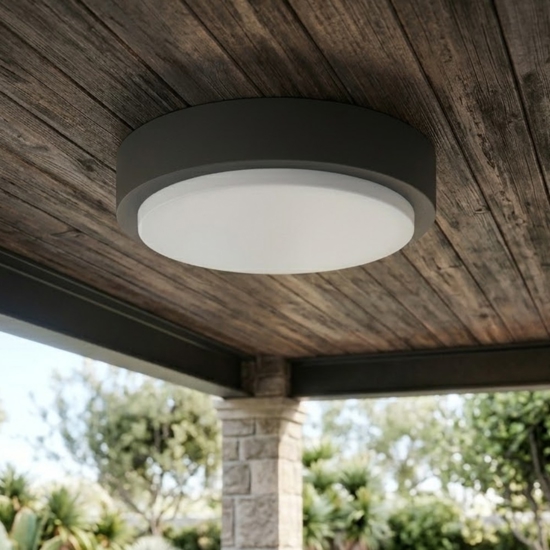 Top light baku plafoniera rotonda per esterni antracite