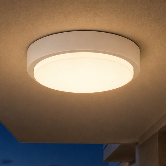 Plafoniera rotonda per esterni bianca top light baku ip54
