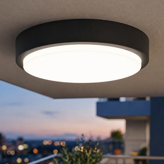 Top light plafoniera antracite da esterno rotonda moderna