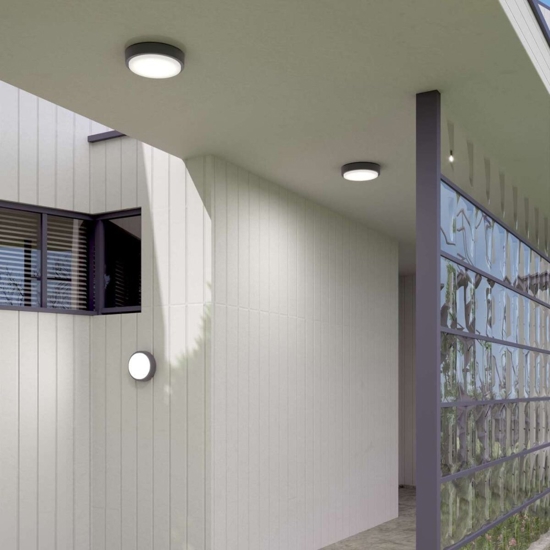 Top light plafoniera antracite da esterno rotonda moderna