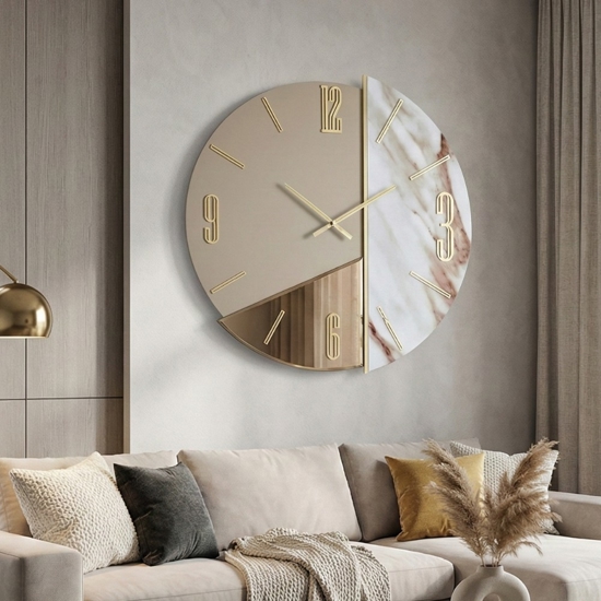 Grande orologio 80cm da parete rotondo moderno resina-legno-vetro