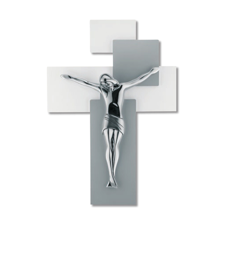 Bongelli preziosi crocifisso da parete 60x40 moderno argentato grigio
