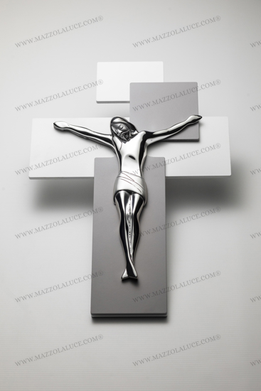 Bongelli preziosi crocifisso da parete 60x40 moderno argentato grigio