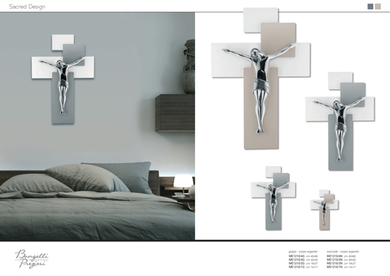 Bongelli preziosi crocifisso da parete 60x40 moderno argentato grigio