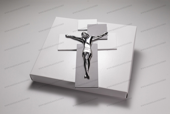 Bongelli preziosi crocifisso da parete 60x40 moderno argentato grigio