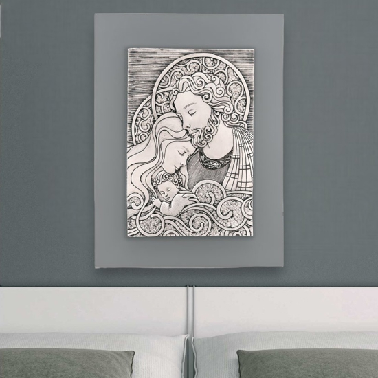 Bongelli preziosi capezzale 30x40 quadretto sacra famiglia grigio