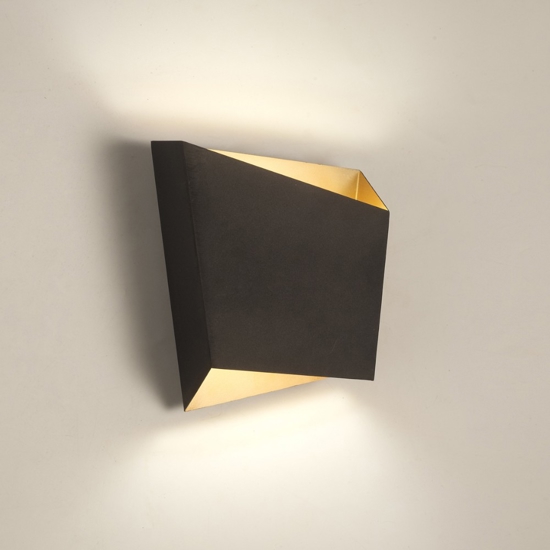 Applique per parete nero interno oro design moderna
