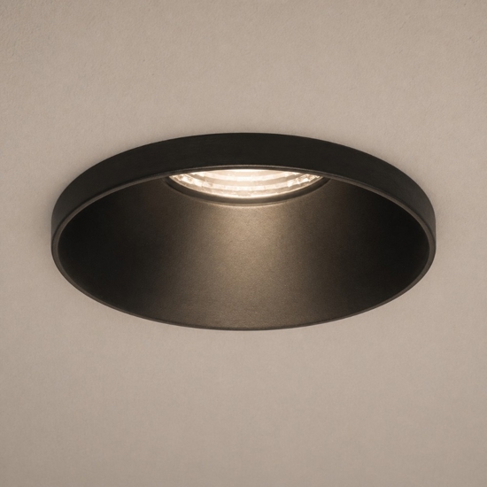 Faretto da incasso per cartongesso nero rotondo cornice sporgente