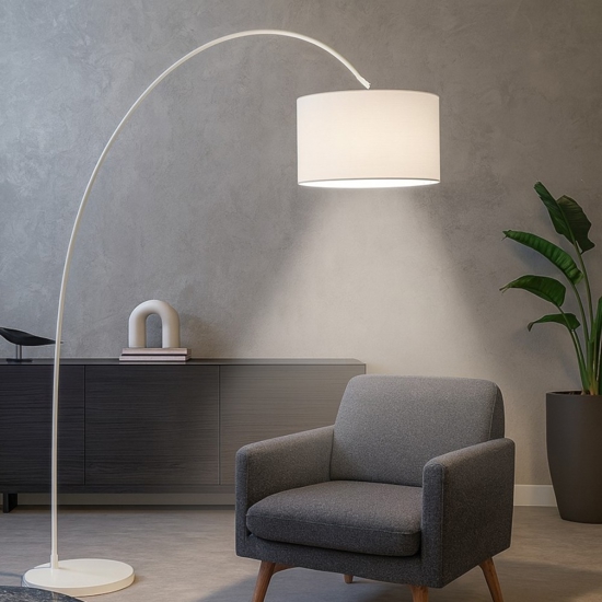 Lampada ad arco bianca moderna callisto perenz illuminazione