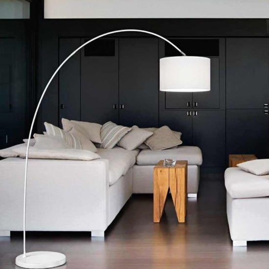Lampada ad arco bianca moderna callisto perenz illuminazione
