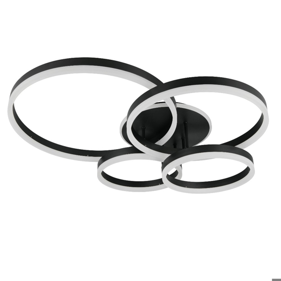 Plafoniera anelli neri design moderna led dimmerabile con telecomando