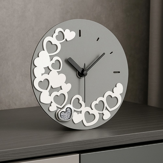 Orologio da comodino moderno cuori grigio fp