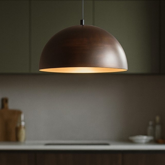 Lampadario per cucina cupola ruggine marrone metallo