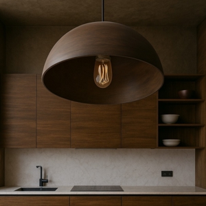Lampadario per cucina vintage cupola marrone corten
