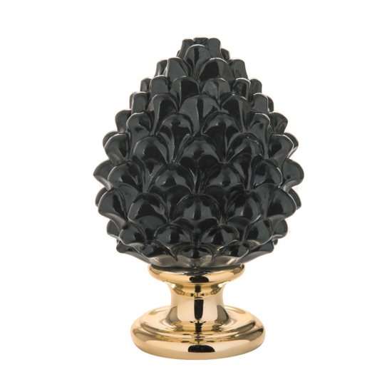 Bomboniera pigna siciliana nera oro ceramica bongelli preziosi