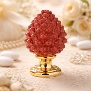 Bomboniera pigna di ceramica rossa oro bongelli preziosi
