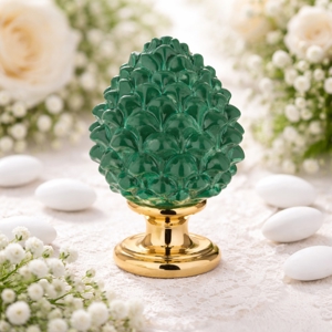 Bomboniera pigna verde oro bongelli preziosi di ceramica