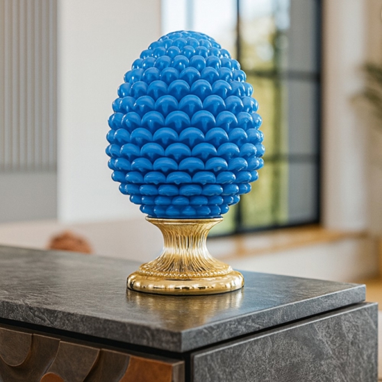 Pigna da tavolo h17 ceramica blu oro bongelli preziosi