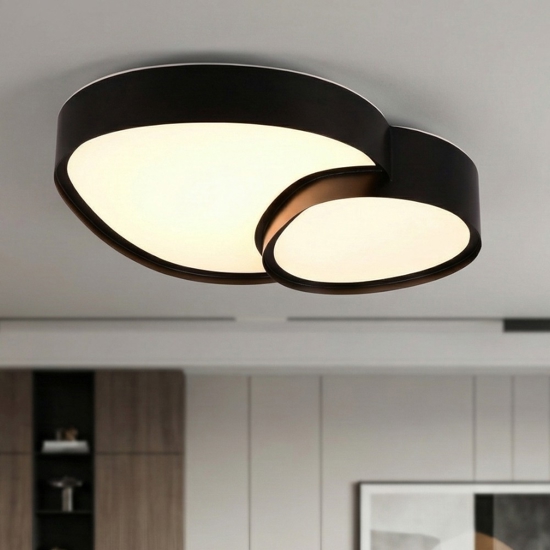 Plafoniera nera led design moderna per soggiorno con telecomando