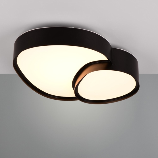 Plafoniera nera led design moderna per soggiorno con telecomando