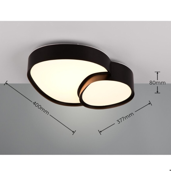 Plafoniera nera led design moderna per soggiorno con telecomando