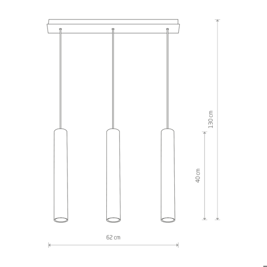 Lampadario da cucina tre luci cilindri bianco