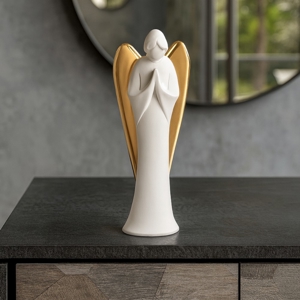 Statuina da tavolo angelo bianco ali oro bongelli preziosi
