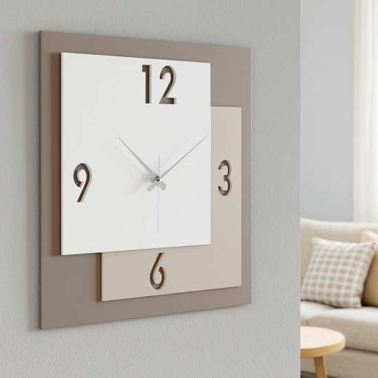 Orologio da muro moderno quadrato nocciola bongelli preziosi