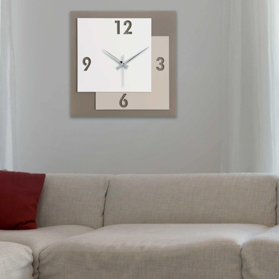 Orologio da muro moderno quadrato nocciola bongelli preziosi