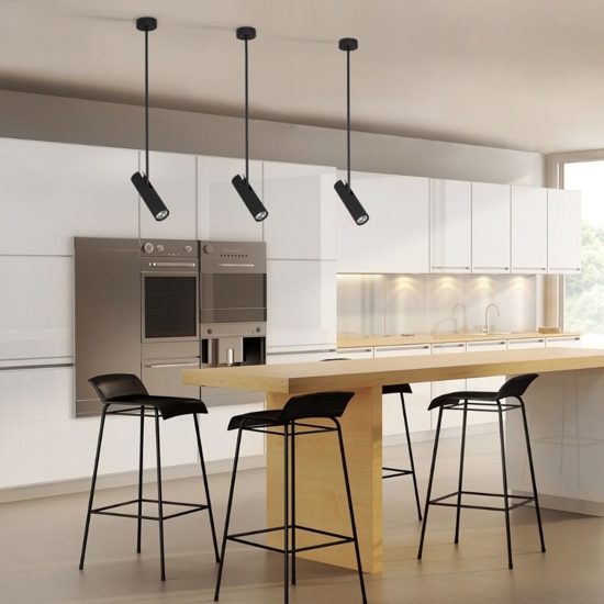 Faretto con asta nero orientabile per soffitto