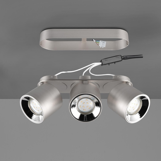 Faretto grigio da incasso o plafone a soffitto 3 luci orientabili