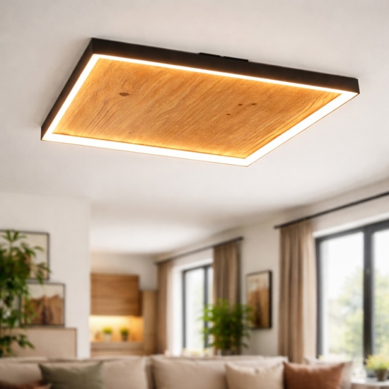 Plafoniera di legno moderna quadrata led 41w 3000k dimmerabile